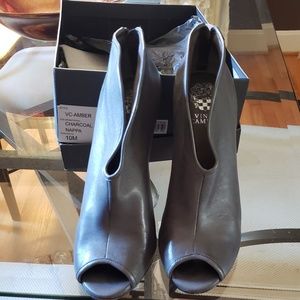 Charcoal Gray Leather Booties